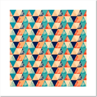 Triangle Pattern - Orange, Navy, Teal Posters and Art